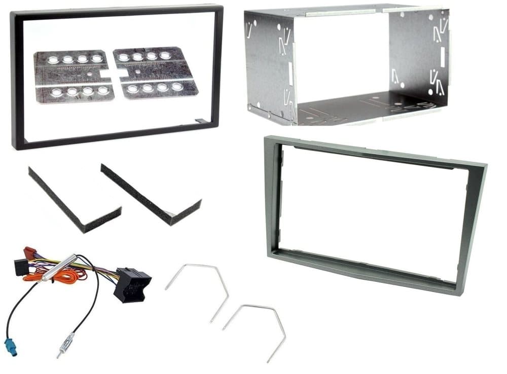 CD Radio Stereo Double Din Facia Fascia Panel Dark Grey Cage Kit For Vauxhall