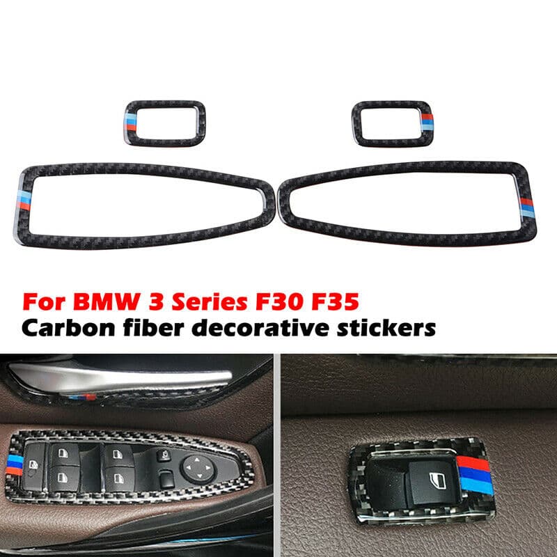 Real Carbon Fiber Window Switch Interior Trim For BMW 3 4 Series F30 F34 NEW