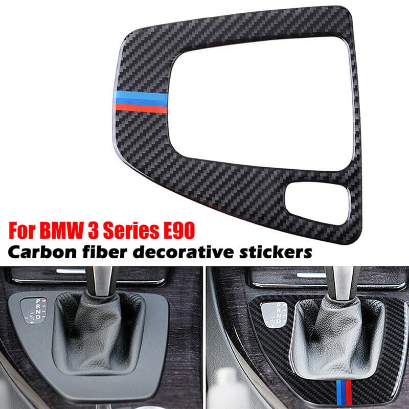 For BMW 3' E90 E92 E93 Real Carbon Fiber Gear Shift Panel Interior Sticker Trim