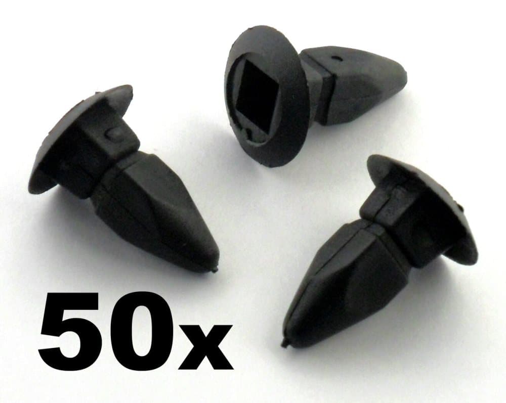 50x Skoda Plastic Nut Grommet for Bumpers, Wings, Wheel Arches, Linings & Panels