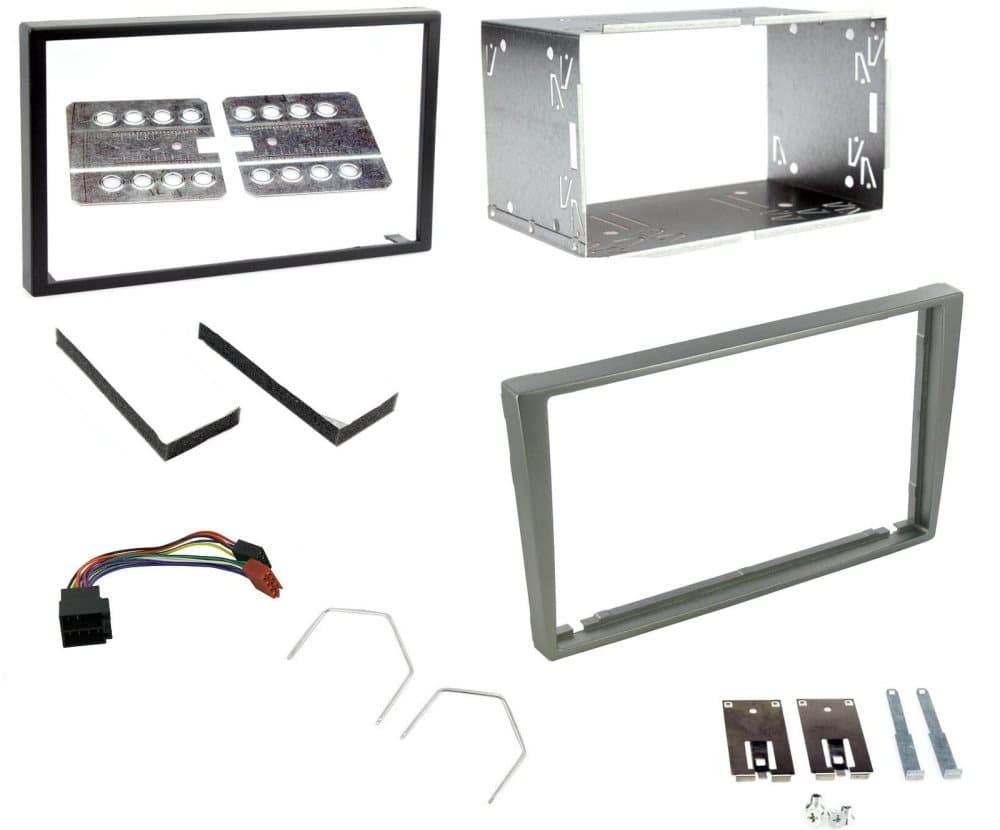 CD Radio Stereo Double 2 Din Silver Facia Fascia Adaptor Cage Kit For Vauxhall
