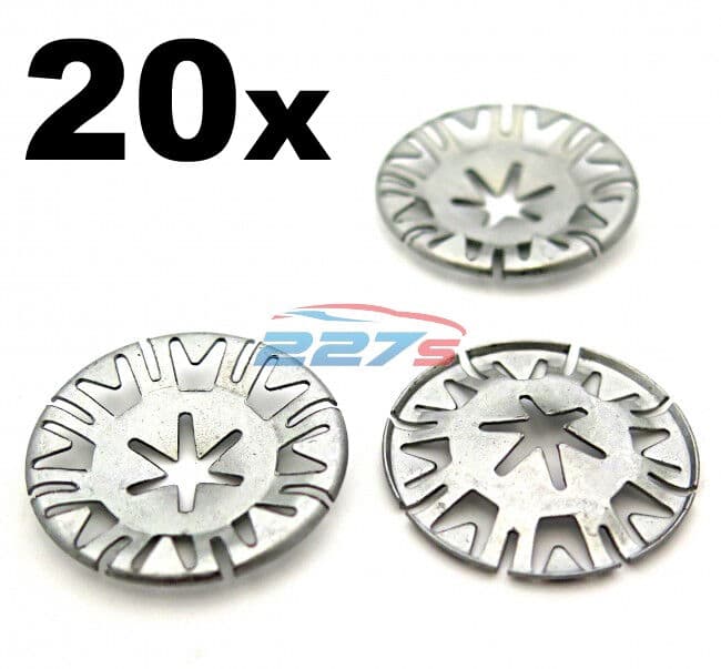 20x Volkswagen Metal Locking Star Washers- VW Underbody Heat Shield Fasteners