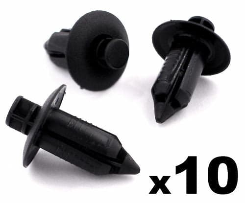 10x Mitsubishi Black Plastic Rivet Style Body and Trim Panel Retainer Clips