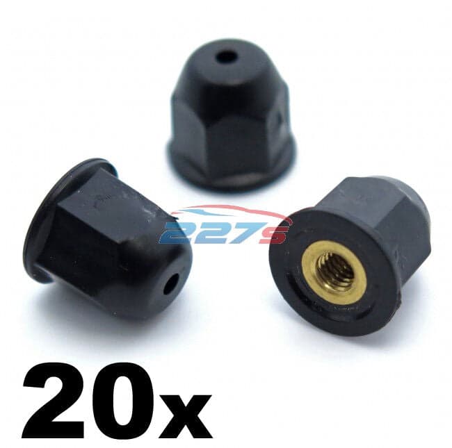 20x Honda Brass Nuts for Side Mouldings, Door Trims, Bumpers, Spoilers & Grilles
