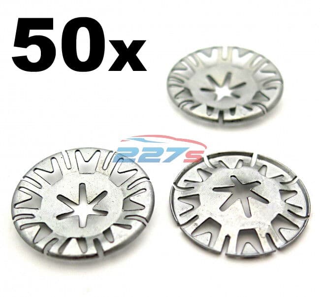 50x Volkswagen Metal Locking Star Washers- VW Underbody Heat Shield Fasteners