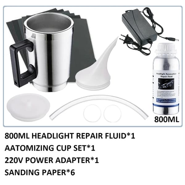 Bilstrålkastare Återställningskit, Kemisk Poleringslösning, 800ML Flytande Polymer, 2 st repareringsvätska
