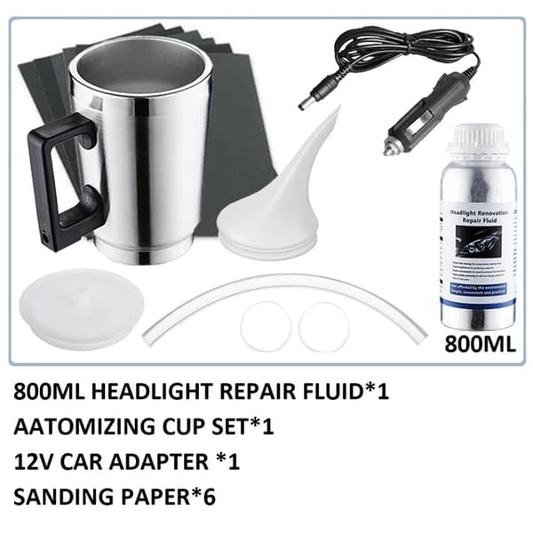Bilstrålkastare Återställningskit, Kemisk Poleringslösning, 800ML Flytande Polymer, 2 st repareringsvätska