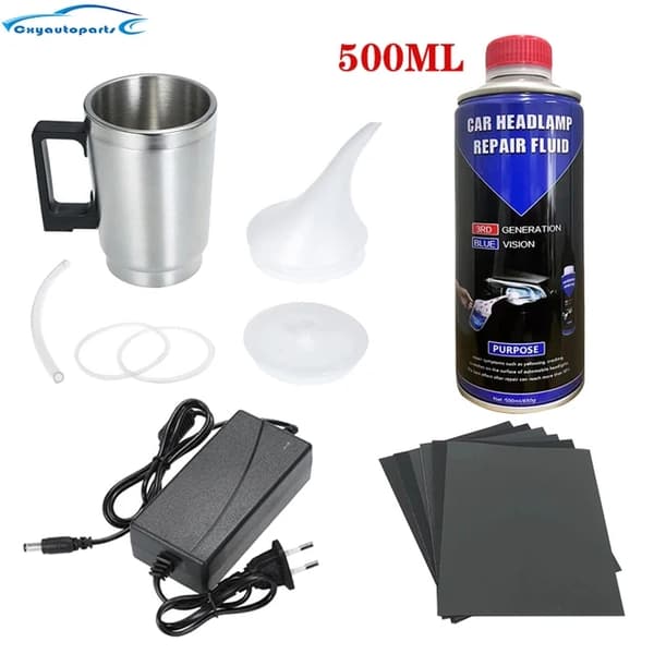 Auton ajovalojen kunnostuskiillotus, nestemäinen polymeerikorjaus, ajovalojen uudistaminen, 500ML-KorjausnesteX2