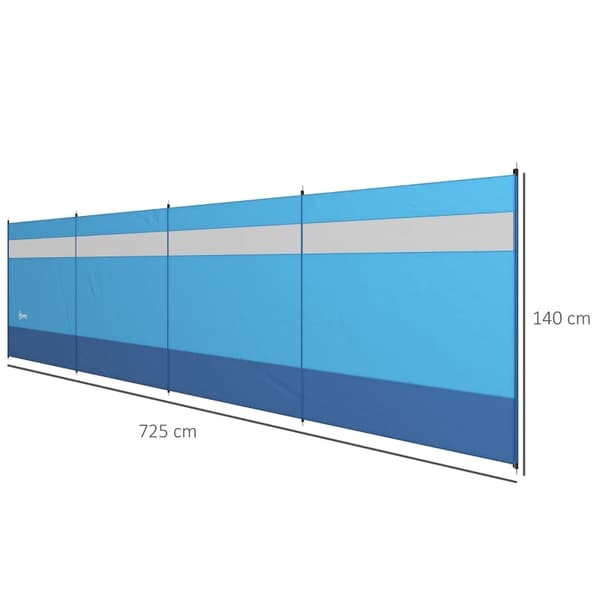 Rootz Tuulisuoja katseluikkunalla - Ulkotuulensuoja - Rantatuulitakki - Suojaa tuulelta, auringolta ja hiekalta - 725cm x 140cm - Polyesteri ja teräs