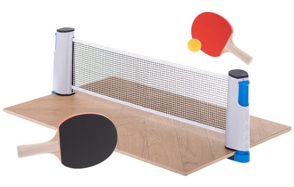 Bordtennis sett med justerbart nett | Profesjonelt bordtennissett med 2 bordtennisracketer