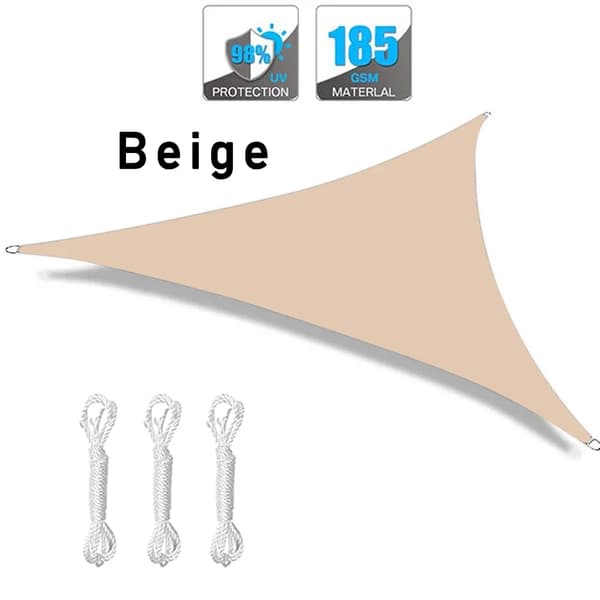 Trekantigt Solskyddssegel, UV-skydd upp till 98%, Vattentålig 400mm HH, Flera färger tillgängliga,Beige, 5x5x5m