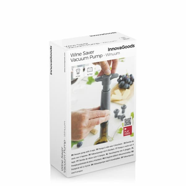 Vakuumipumppu ja viinistopperi Winuum InnovaGoods (4 korkit)