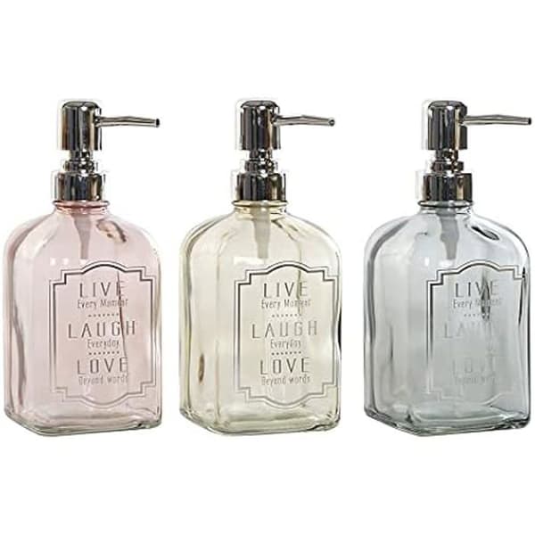 Dosör - DKD HEMDEKOR - Silver Grå Ros - Plast - Glas - 3 Delar