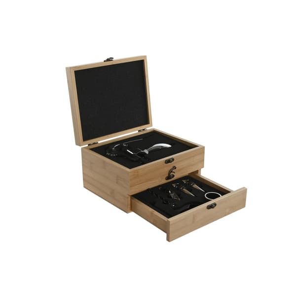 Viinitarvikesetti Home ESPRIT Luonnollinen Bambu Ruostumaton teräs