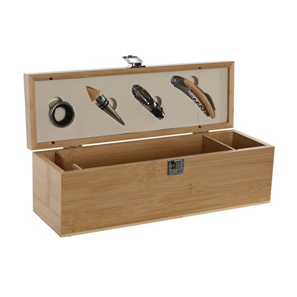 Viinitarvikesetti Home ESPRIT Luonnollinen Bambu Ruostumaton teräs