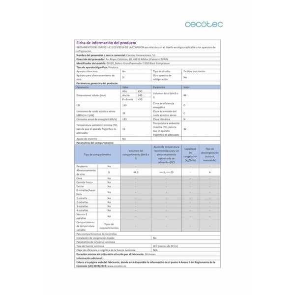 BEGAGNAD Vinbutik Cecotec Svart (Renoverade A)
