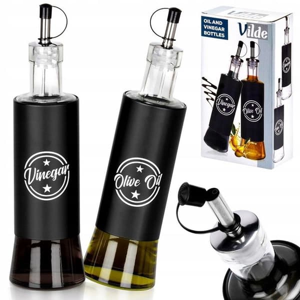 Set med flaskor - Vilde - 300ml - Svart glas - Praktiska dispensrar - Paket med 2