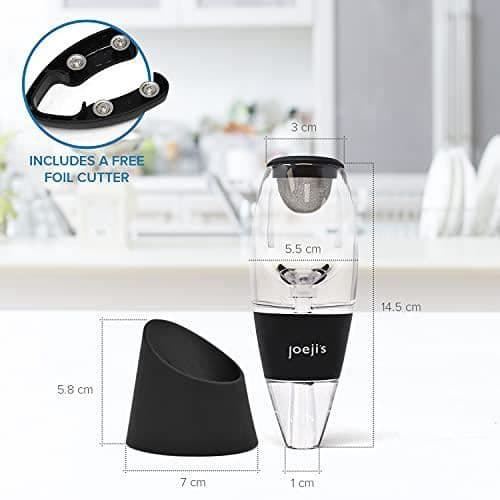Vinluftare - Elegant - BPA-fri akryl - Instantfilter - Svarvdesign - Svart