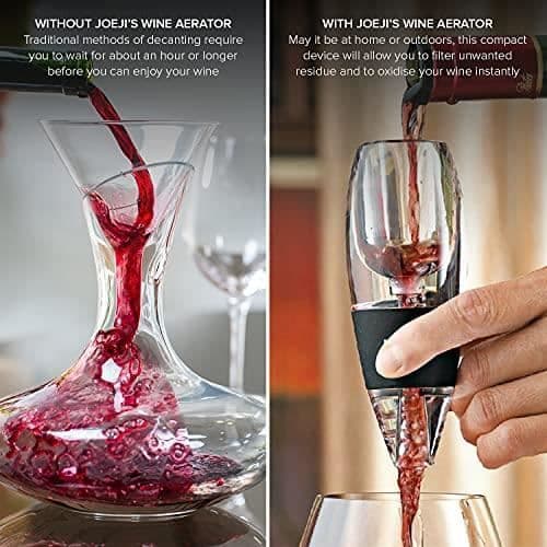 Vinluftare - Elegant - BPA-fri akryl - Instantfilter - Svarvdesign - Svart