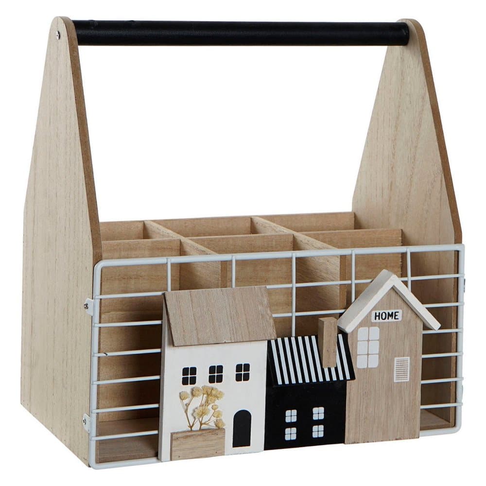 Flaskställ DKD Home Decor Vit Brun Metall Trä MDF (26 x 17 x 28 cm)