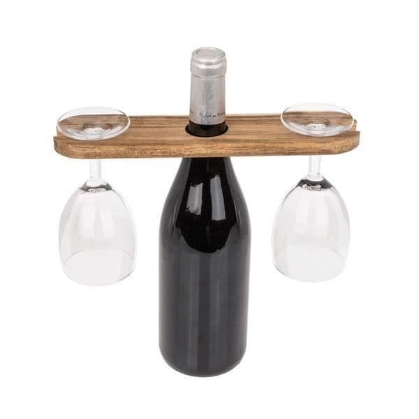 Stöd för vinflaska - Ej specificerat - Ej specificerat - Oljad akaciaträ - 2 glas - 25 x 6 x 1 cm