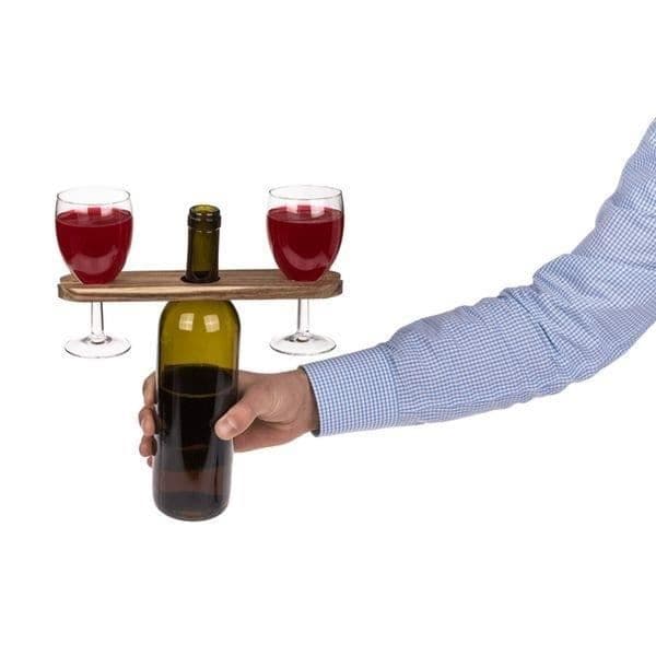 Stöd för vinflaska - Ej specificerat - Ej specificerat - Oljad akaciaträ - 2 glas - 25 x 6 x 1 cm