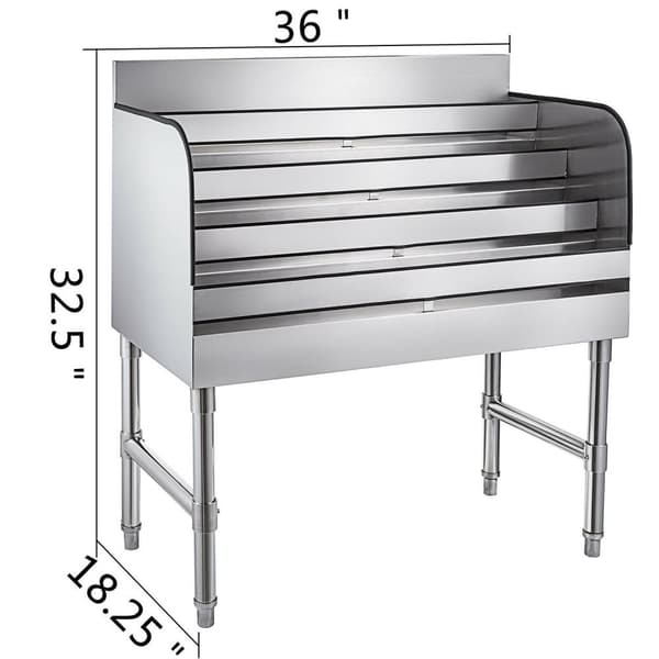 910x470x825 mm spritställ i rostfritt stål med 4 trappsteg och 3-tums bakstänk, stor kapacitet, justerbart stativ, genomtänkt design