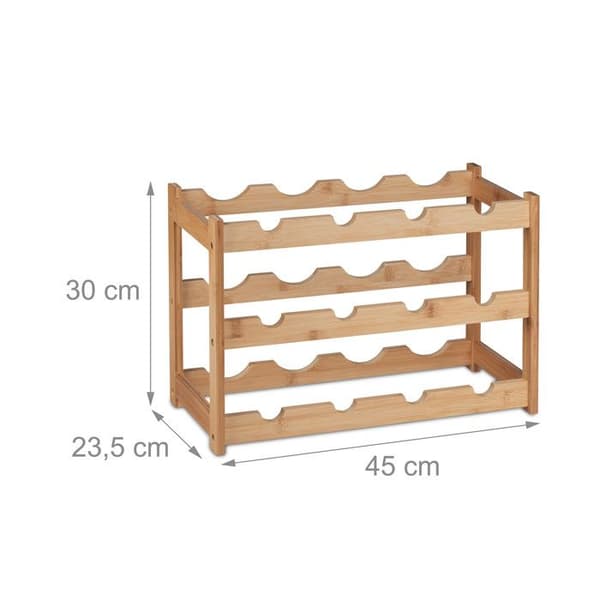 Relaxdays Vinracks, 12 platser, bambu, HxBxD: 30 x 45 x 23,5 cm, icke-fix, kök, bar, natur