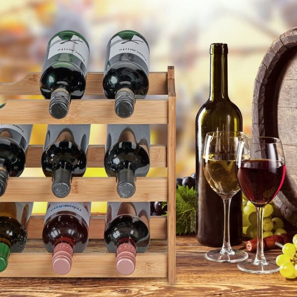 Relaxdays Vinracks, 12 platser, bambu, HxBxD: 30 x 45 x 23,5 cm, icke-fix, kök, bar, natur
