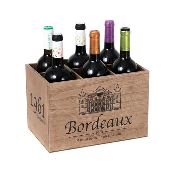 Bordeaux flaskhållare i trä 1961. Vintage stil. Kapacitet: 6 flaskor