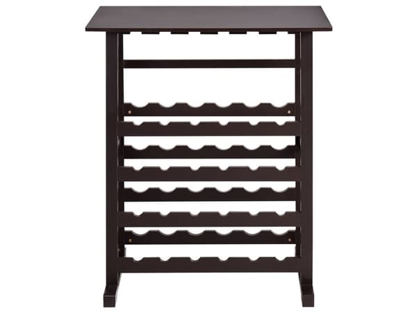 Vinreol Mørkebrun MDF fyrretræ ben 80 x 40 x 91 cm til flasker og glas Klassisk elegant stil boligindretning