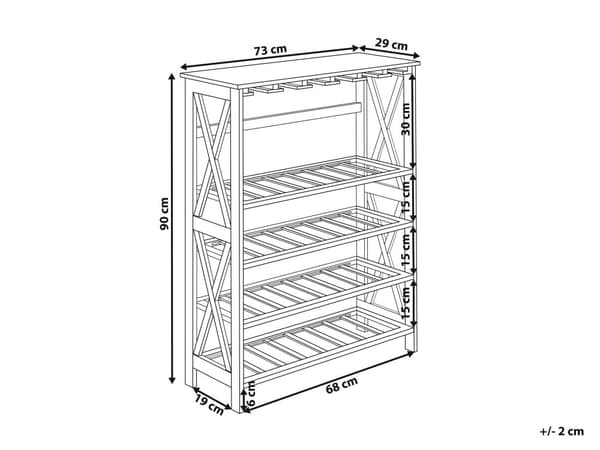 Vinreol Mørkebrun MDF fyrretræ ben 73 x 29 x 90 cm til flasker og glas Klassisk elegant stil boligindretning