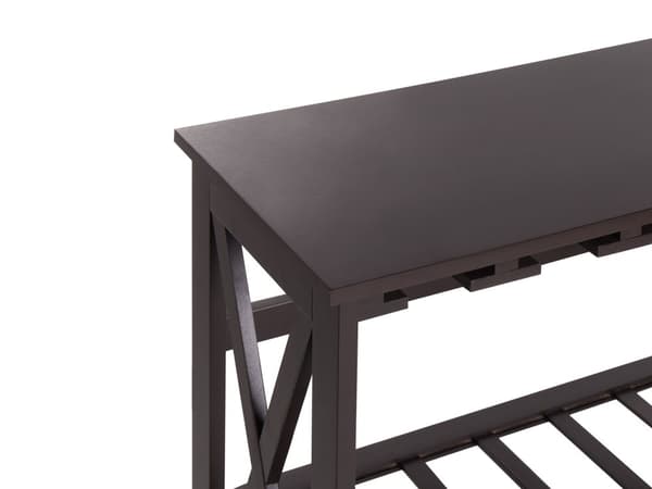Vinreol Mørkebrun MDF fyrretræ ben 73 x 29 x 90 cm til flasker og glas Klassisk elegant stil boligindretning