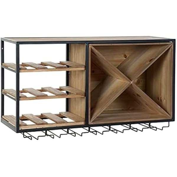 Flaskställ - DKD HOME DECOR - Standard - Metall och trä - Svart och brun - 24x80x44 cm
