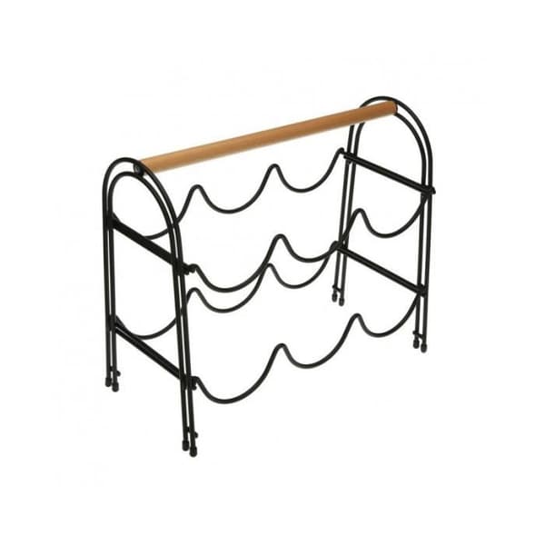 Flaskställ Versa Metal Wood Steel (14 x 27,5 x 32,7 cm)