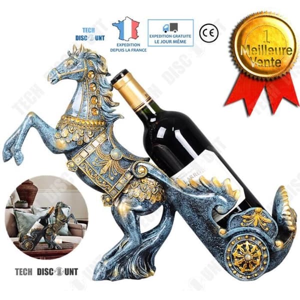TD® Väggmonterad vinflaskhållare trä original hästdesign isolerade köksmöbler retro lyxig polerad harts dekoration present