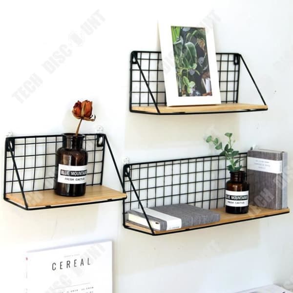 TD® Iron Shelf Set om 3 Ingen stansning kombinerad förvaring Lämplig för vägg- och bordsmontering