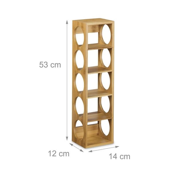 Vinhylla - Relaxdays - Bambu - 5 platser - 53 x 14 x 12 cm - Ljusbrun