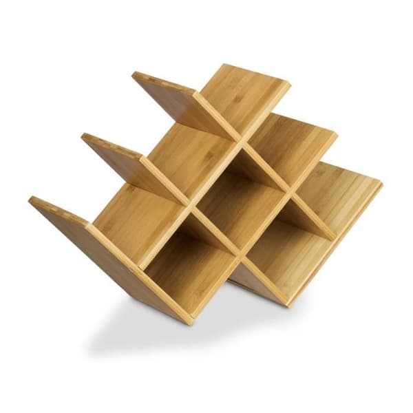 Relaxdays Bamboo Honeycomb vinställ Plats för 8 flaskor H x B x D: 31,5 x 47 x 16,5 cm Hylla
