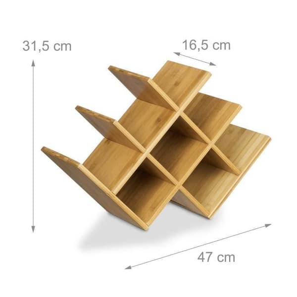 Relaxdays Bamboo Honeycomb vinställ Plats för 8 flaskor H x B x D: 31,5 x 47 x 16,5 cm Hylla