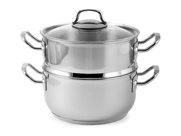 H-h - 7814522 - Set för ångkokning i rostfritt stål 18/10 med tredubbelt botten, cm22