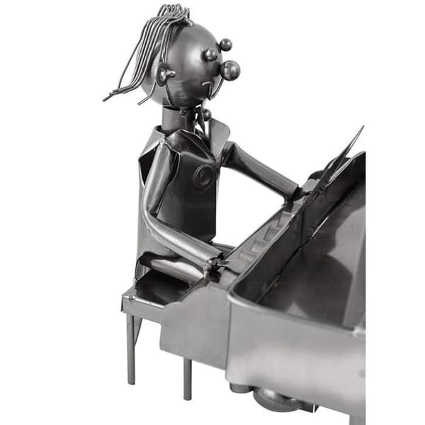 Brubaker Flaskhållare 'Pianist with Grand Piano' - Metallskulptur - Silver - med presentkort