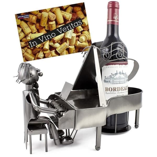 Brubaker Flaskhållare 'Pianist with Grand Piano' - Metallskulptur - Silver - med presentkort