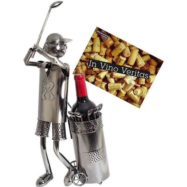 BRUBAKER Dekorativ vinflaskhållare - Metallic skulptur - Presentidé - Golfare: Kök & Hem