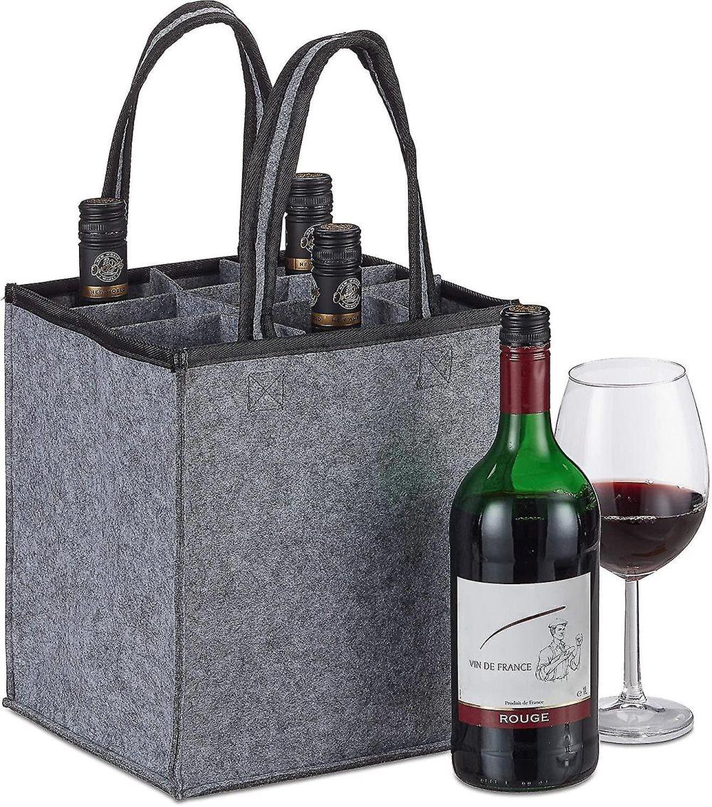Relaxdays Bottle Bag, 6 Bottles, Bottle Carrier For Wine, Beer