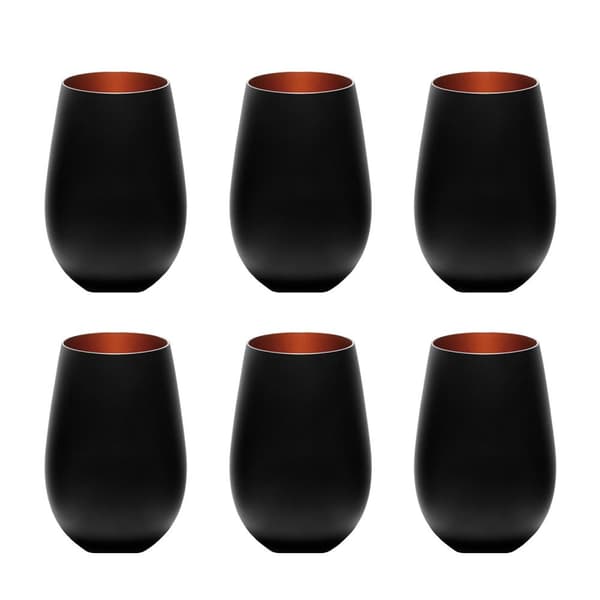 Färgade dricksglas ELEMENTS 6er-Set, tvåfärgad svart-brons, 456 ml