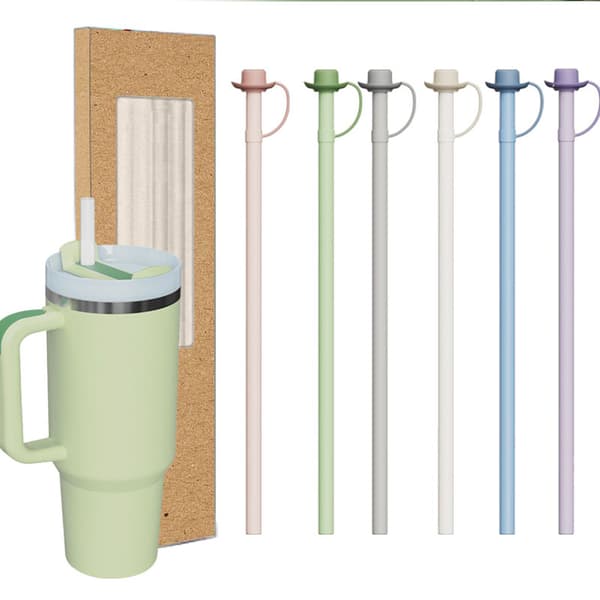 INF 6-pack silikon sugrör med lock och 1 rengöringsborstar