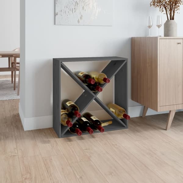 vidaXL Vinskåp grå 62x25x62 cm massiv furu
