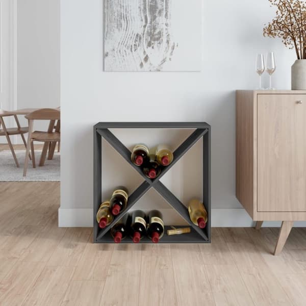 vidaXL vinreol 62x25x62 cm massivt fyrretræ grå