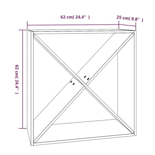 vidaXL vinreol 62x25x62 cm massivt fyrretræ grå